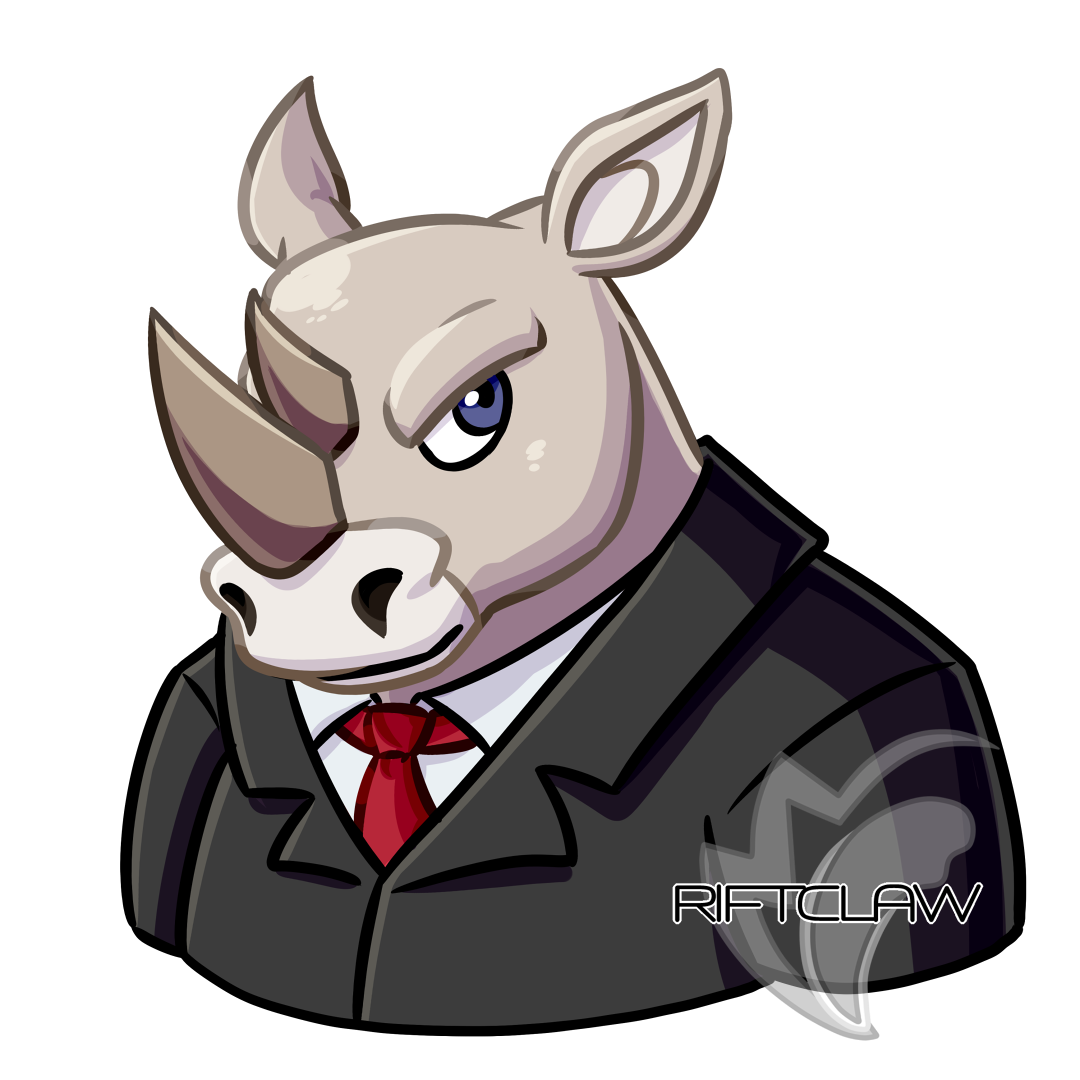 Gravel, an anthropomorphic rhino.