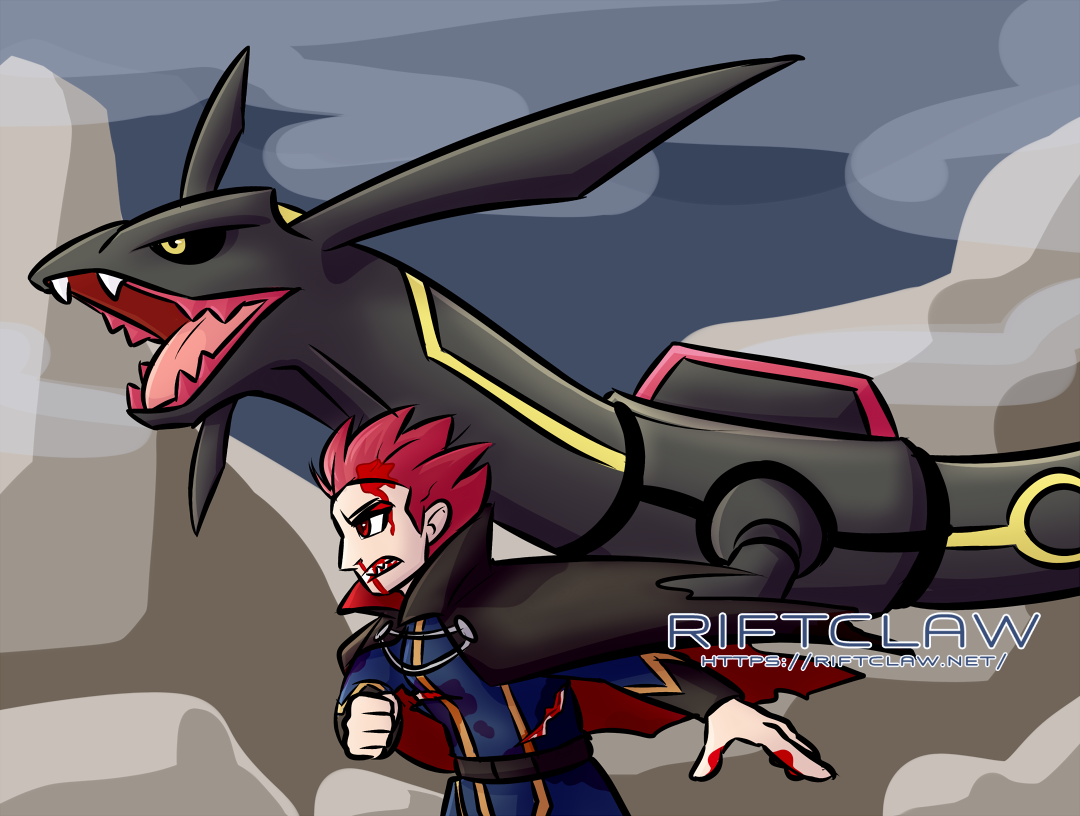 Lance Tatsumi and his pokemon, Jet, from an unpublished fanfiction.