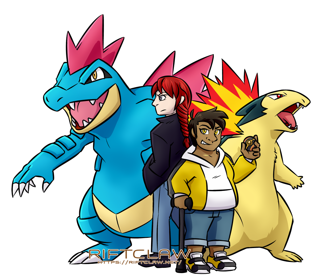Cain and Silver and their pokemon from the fanfiction 'New Leaves'.