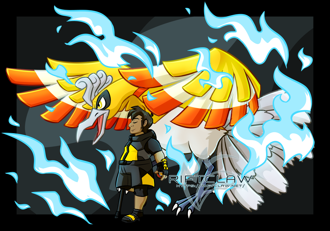 Cain Maple and his shiny Ho-oh, Raia.