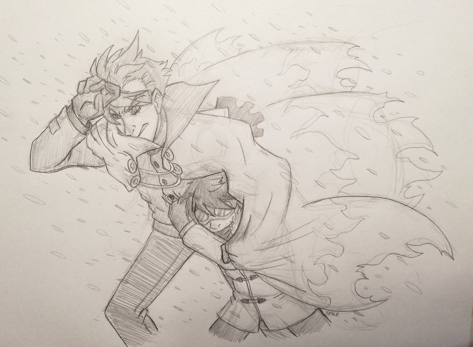 Kamina and Simon making their way through a snowstorm. Guest art by Sege!