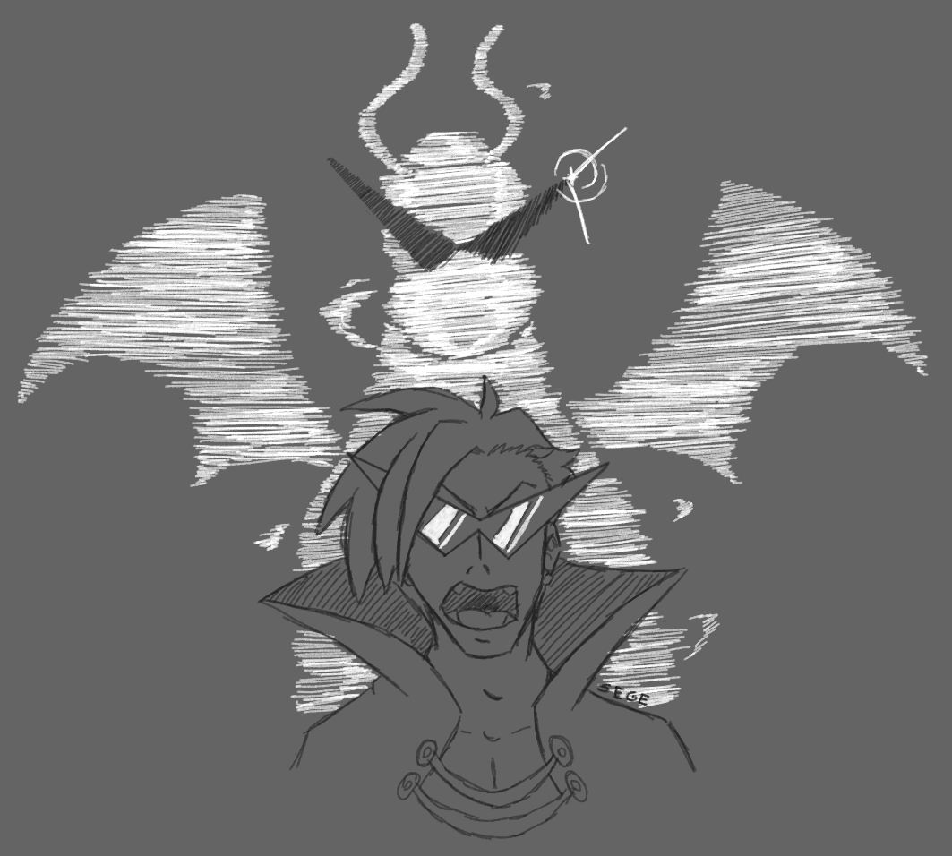 Kamina and his dragonite, Tiny. Guest art by Sege!