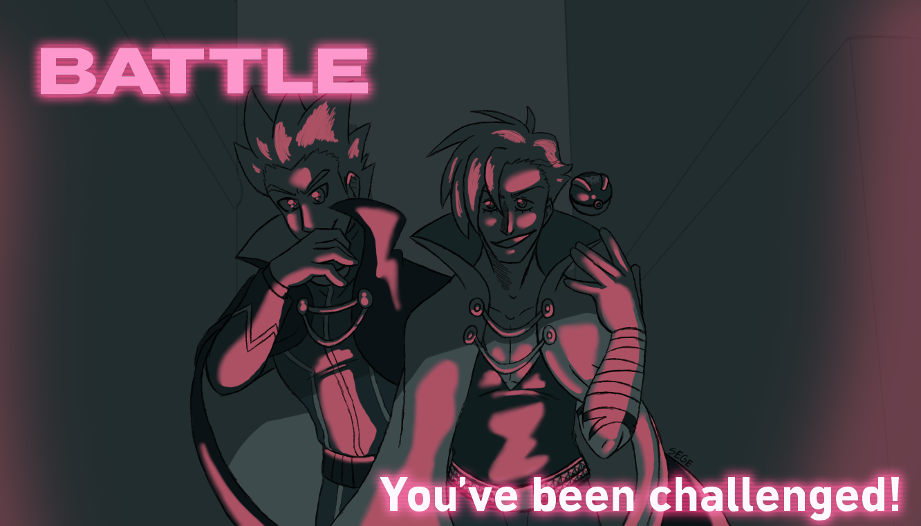 Lance and Kamina out hunting on the Lumiose streets. Guest art by Sege!